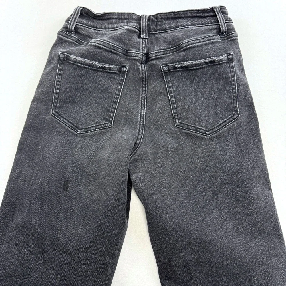 Flying Monkey Womens Wide Leg Jeans Faded‎ Black Raw Hem F5296 Size 28